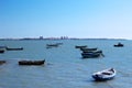Fishing boats on the beach of Puerto Real in Cadiz, Andalusia. Spain Royalty Free Stock Photo
