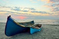 Fishing boats on the beach at sunrise Royalty Free Stock Photo