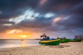 Fishing boats on the beach Baltic Sea. Poland Royalty Free Stock Photo