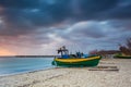 Fishing boats on the beach Baltic Sea. Poland Royalty Free Stock Photo