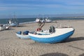 Fishing boats on the beach of Vorupor, Denmark.