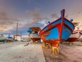 Fishing boats being repaired Royalty Free Stock Photo