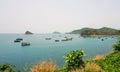 Fishing boats on the blue ocean Royalty Free Stock Photo