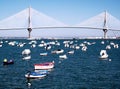 Fishing boats on the bridge of La Constitucion, called La Pepa, in Cadiz Royalty Free Stock Photo