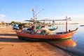 Fishing boats on Cha Am beach Royalty Free Stock Photo