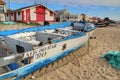 Fishing boats damaged by storms stranded on Aguda beach, Porto