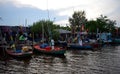 Fishing boats dock at the fish village Royalty Free Stock Photo