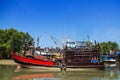 Fishing boats dock at low tide. Royalty Free Stock Photo