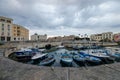 Fishing boats at the dock of Ortigia Syracuse Sicily