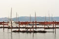 Astoria, Oregon - 9/17/17- fishing boats docked at harbor with sea lions resting on the docks Royalty Free Stock Photo