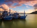 Fishing boats docked in the port area Royalty Free Stock Photo