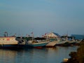 fishing boats docked in the port of bajoe Royalty Free Stock Photo