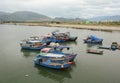 Fishing boats docking on the river in Phan Ri, Vietnam Royalty Free Stock Photo