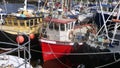 Fishing boats and equipment at Redcastle Harbour Donegal 5th May `21 Royalty Free Stock Photo