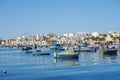 Fishing boats in european Marsaxlokk town in Malta
