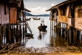 Fishing boats and fishing village sunset