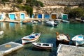 Fishing boats at Mandrakia in Milos island Royalty Free Stock Photo