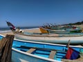 Fishing Boats in Goa ,India - March 22,2020:People Tourists Beach Royalty Free Stock Photo