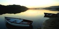 Fishing boats on Groenvlei Lake between Knysna & Sedgefield Royalty Free Stock Photo
