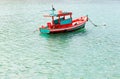 Fishing Boats in a Harbor fishing boat on bay with sea background .