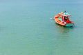 Fishing Boats in a Harbor fishing boat on bay with sea background .