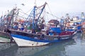 Fishing boats at the harbor from Essaouria. Essaouria is the mos