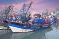 Fishing boats at the harbor from Essaouria Morocco Royalty Free Stock Photo