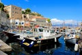 Fishing boats in the harbor of Hydra island in Greece Royalty Free Stock Photo