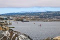 Fishing boats in the harbor in Long Beach Royalty Free Stock Photo