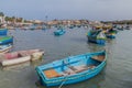 Fishing boats in the harbor of Marsaxlokk town, Mal