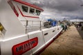 Fishing boats in the harbor stopped their work because of the corona covid 19 outbreak