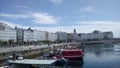 Fishing boats in the harbour at A Coruna, La Coruna, Galicia, Spain