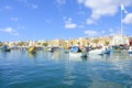 Fishing boats in harbour, Marsaxlokk, Malta Royalty Free Stock Photo