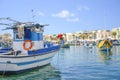 Colourful fishing boats, Marsaxlokk, Malta Royalty Free Stock Photo