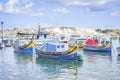 Colourful fishing boats, Marsaxlokk, Malta Royalty Free Stock Photo