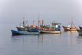 FISHING BOATS, HARBOUR OF PARACAS IN PERU Royalty Free Stock Photo