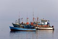 FISHING BOATS, HARBOUR OF PARACAS IN PERU Royalty Free Stock Photo