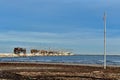 fishing boats in harbour, photo as a background , in sottomarina, venice, italy