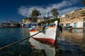 Fishing boats in harbour in fishing village of Mandrakia, Milos island, Greece Royalty Free Stock Photo