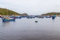 Fishing boats harboured in a bay