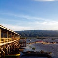 fishing boats leaning on the pier of Limboto lake in Hutada'a village, Gorontalo Royalty Free Stock Photo