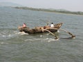 Fishing boats lined along the shore. India, Karnataka