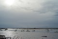 Fishing boats at low tide in UK