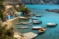 Fishing boats at Mandrakia in Milos island Royalty Free Stock Photo