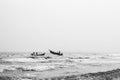 Fishing boats met face to face in velamkani beach.