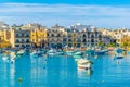 Fishing boats moor in Birzebbuga, Malta