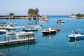 Fishing boats moored at Akcakoca harbor in Duzce province, Turkey