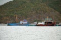 Fishing boats moored in the bay Royalty Free Stock Photo