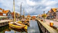 Fishing Boats moored in the harbor of Bunschoten-Spakenburg in Royalty Free Stock Photo