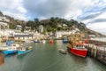 Fishing Boats moored at the historic Polperro Harbour in Cornwall, UK Royalty Free Stock Photo